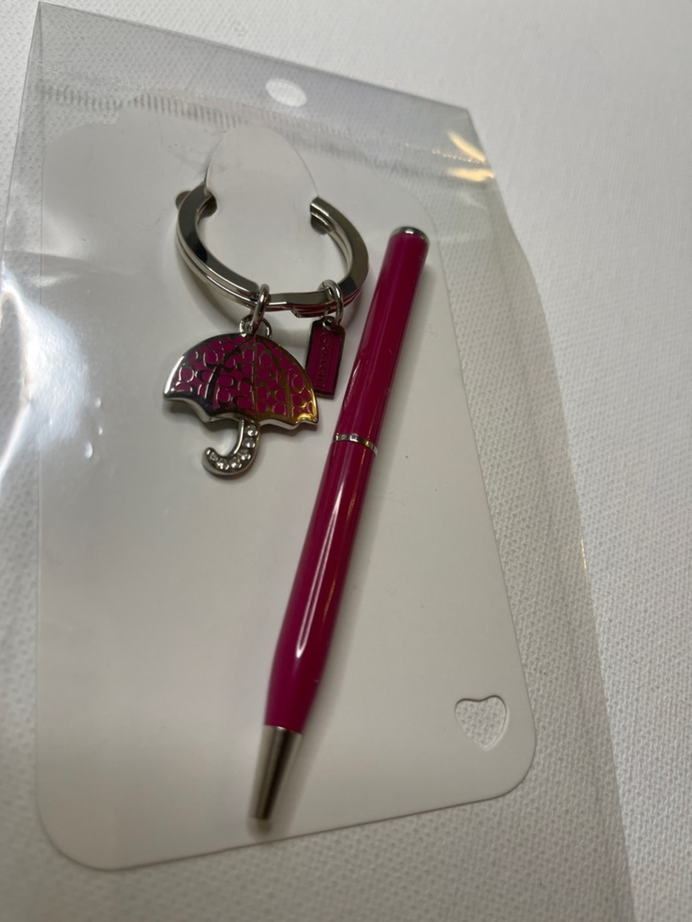 Coach Pink Umbrella Keychain and Coach Pen Set - Picture 7 of 7